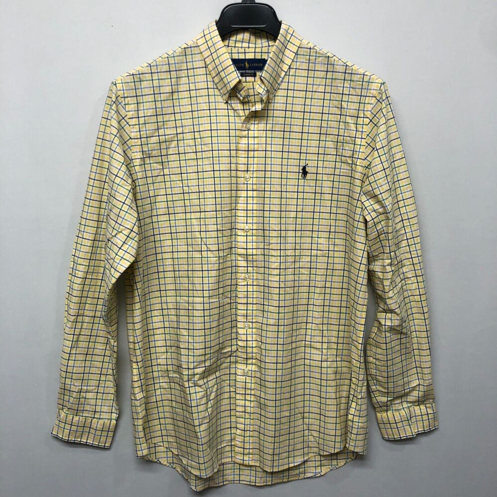 Ralph Lauren Men Long Sleeve Button Classic Fit Shirt Size Large Plaid B325 -17